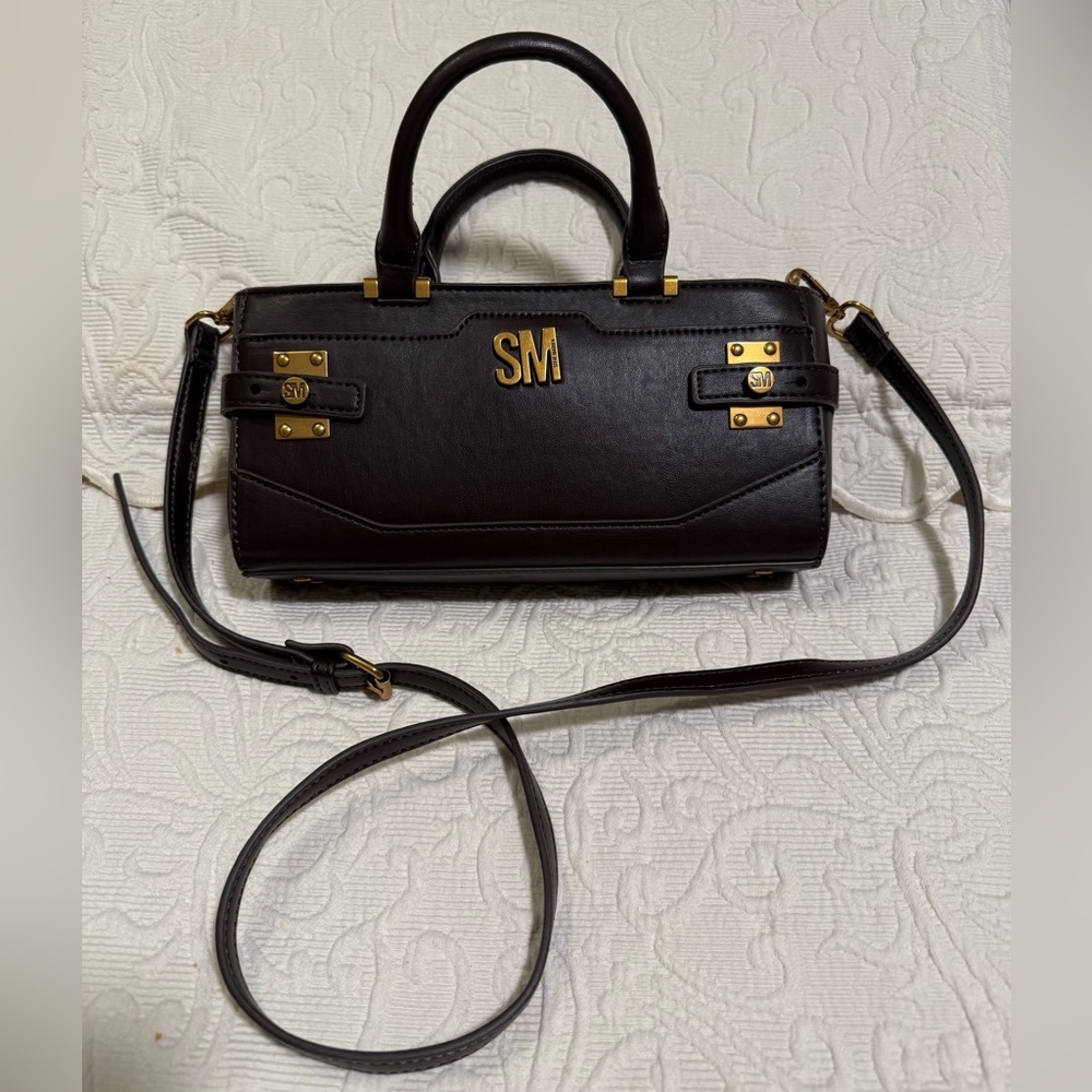 Steve Madden Dark Brown Satchel with Gold Details